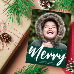 MERRY   white lettering holiday card