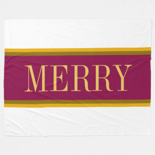 MERRY Wide Festive Burgundy Red White Stripes Fleece Blanket
