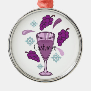 Merry Wine Drinking Holiday Thunder_Cove Metal Ornament