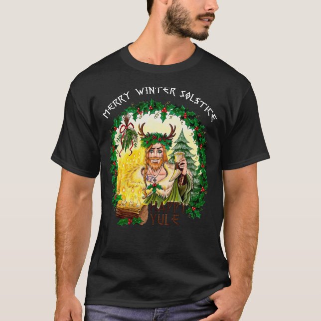 Merry Winter Solstice And Happy Yule  T-Shirt (Front)