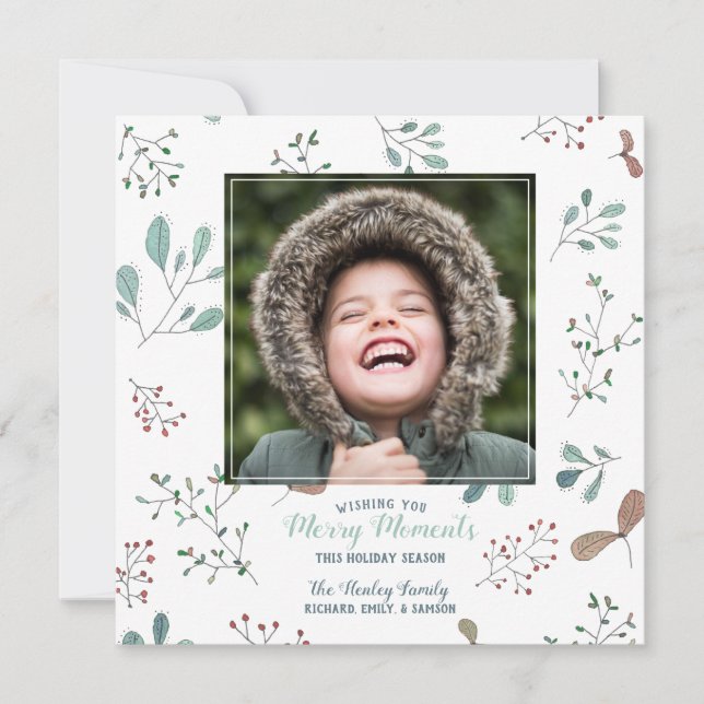 Merry Winter Woodland Christmas Photo Holiday Card (Front)