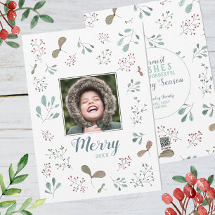 Merry Winter Woodland Christmas Photo Holiday Card