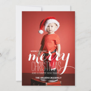 Merry Wishes Christmas   Holiday Photo Card