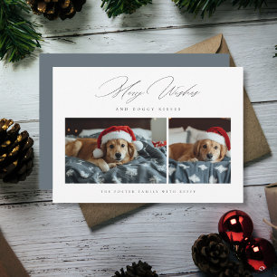 Merry Wishes Doggy Kisses 2 Photo Pet Christmas Holiday Card