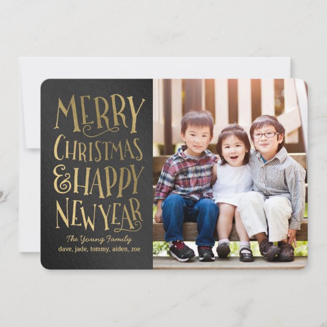 Merry Wishes Editable Color Christmas Photo Cards (Front)