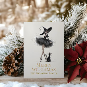 Merry Witchmas Gothic Witch Custom Greeting Card