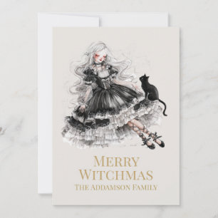 Merry Witchmas Gothic Witch Custom Holiday Card