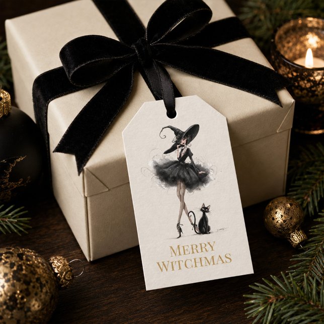Merry Witchmas – Playful Gothic Witch Gift Tag (Merry Witchmas – Playful Gothic Witch Gift Tag)