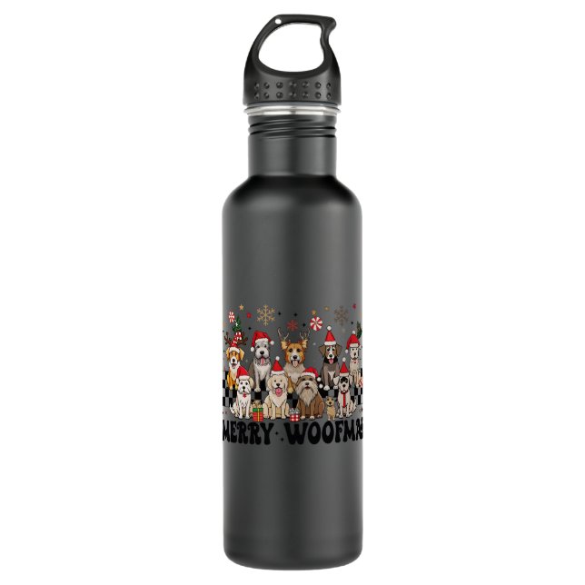 merry woofmas 710 ml water bottle (Front)