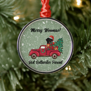 Merry Woofmas! Best Rottweiler Mum Personalised Metal Ornament