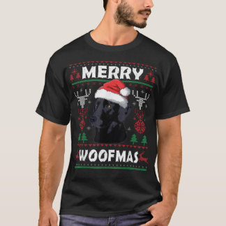 Merry Woofmas Black Lab Christmas Dog L T-Shirt
