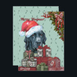 Merry Woofmas! Black labrador retriever Christmas Card<br><div class="desc">Merry Woofmas! Black labrador retriever Santa Hat Christmas Gift vintage style design makes perfect choice for Christmas greetings for this beautiful dog breed owners,  lovers and fans.</div>