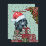 Merry Woofmas! Black labrador retriever Christmas Card<br><div class="desc">Merry Woofmas! Black labrador retriever Santa Hat Christmas Gift vintage style design makes perfect choice for Christmas greetings for this beautiful dog breed owners,  lovers and fans.</div>