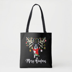 Merry Woofmas Boston Terrier Reindeer Christmas Do Tote Bag