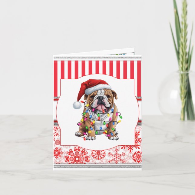 Merry Woofmas Bulldog Greeting Card (Front)