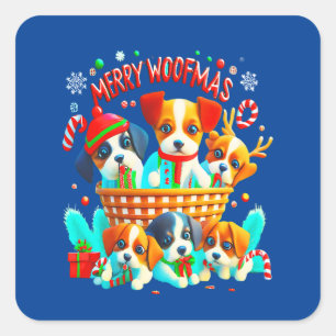 Merry Woofmas! Celebrate Christmas with your Paws Square Sticker