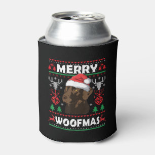 Merry Woofmas Chocolate Christmas Labrador Lover Can Cooler