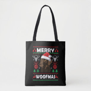 Merry Woofmas Chocolate Christmas Labrador Lover Tote Bag