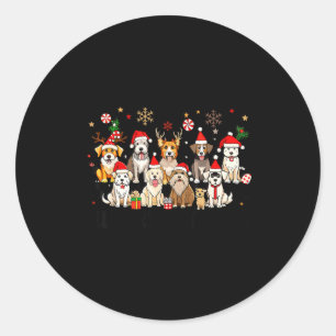 Merry Woofmas Cute Christmas Dogs Merry Christmas Classic Round Sticker