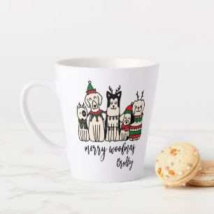 Merry Woofmas Cute Dogs Christmas Custom Name Latte Mug