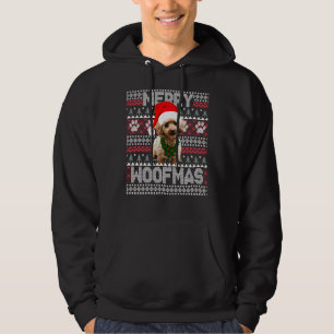Merry Woofmas Cute Poodle With Santa Hat Relaxed F Hoodie