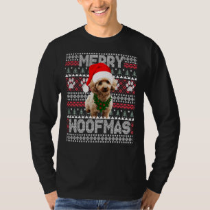 Merry Woofmas Cute Poodle With Santa Hat Relaxed F T-Shirt