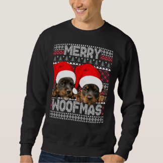 Merry Woofmas Cute Rottweiler Puppies With Santa H Sweatshirt