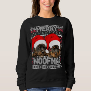 Merry Woofmas Cute Rottweiler Puppies With Santa H Sweatshirt