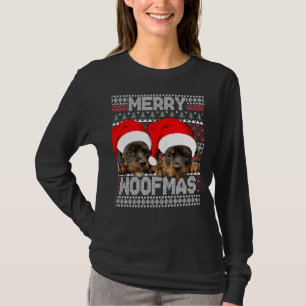 Merry Woofmas Cute Rottweiler Puppies With Santa H T-Shirt