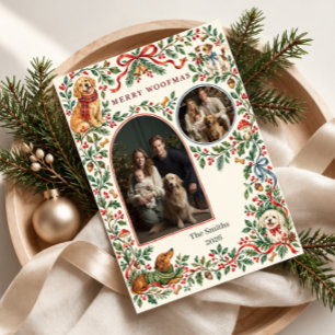 Merry Woofmas Dog Christmas 2 Photo Holiday Card