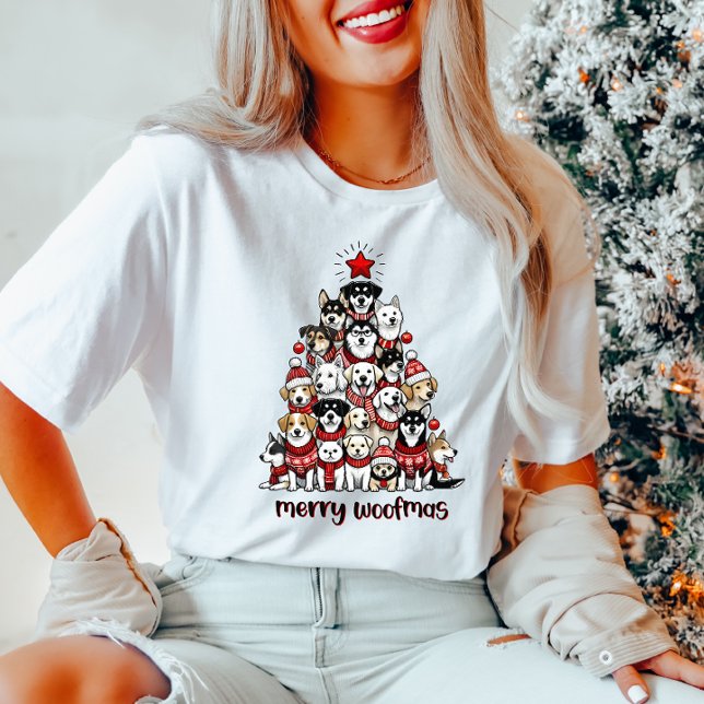 Merry Woofmas Dog Christmas Tree T-Shirt (Creator Uploaded)