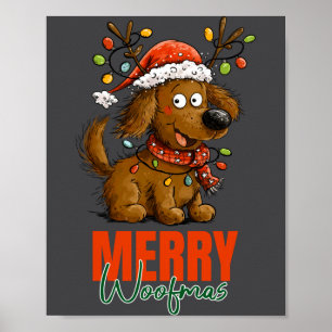 Merry Woofmas Dog Cute Christmas Lights Puppy Long Poster