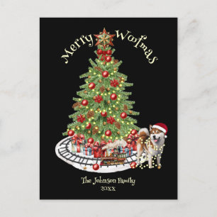 Merry Woofmas Dog Design- Akita Holiday Postcard