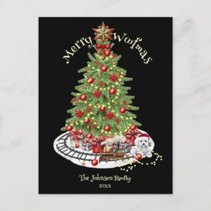 Merry Woofmas Dog Design- Bichon Frise Holiday Postcard
