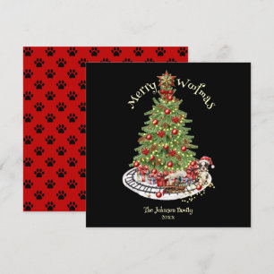 Merry Woofmas Dog Design- Boston Terrier Holiday Card