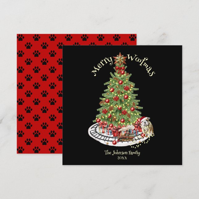Merry Woofmas Dog Design- English Bulldog Holiday Card (Front/Back)