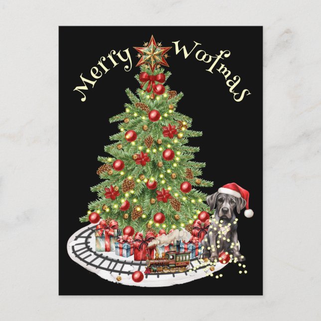 Merry Woofmas Dog Design- Great Dane Postcard (Front)