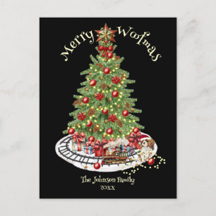 Merry Woofmas Dog Design- King Charles Spaniel Holiday Postcard