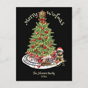 Merry Woofmas Dog Design- Rottweiler Holiday Postcard