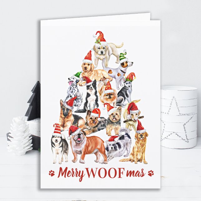 Merry Woofmas Dog Lover Christmas Pet Business  Holiday Card (Creator Uploaded)