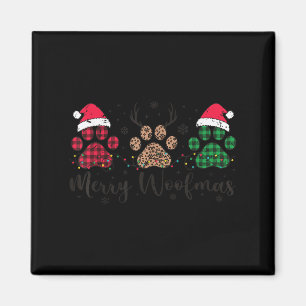 Merry Woofmas Dog Lover Retro Holiday Top Puppy Ch Magnet