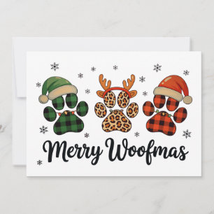 Merry Woofmas Dog Paw Christmas Cute Xmas Lights Holiday Card