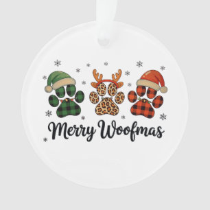 Merry Woofmas Dog Paw Christmas Cute Xmas Lights Ornament