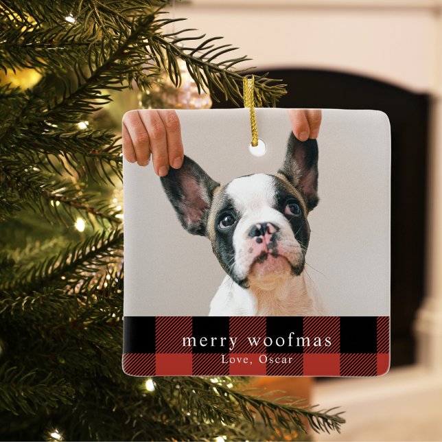 Merry Woofmas Dog Photo Ceramic Ornament (Creator Uploaded)