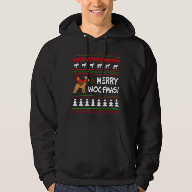 Merry Woofmas Dogs Christmas Puppies Hoodie (Front)