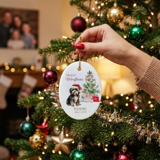 Merry Woofmas First Christmas Pet Puppy Dog Family Ceramic Ornament