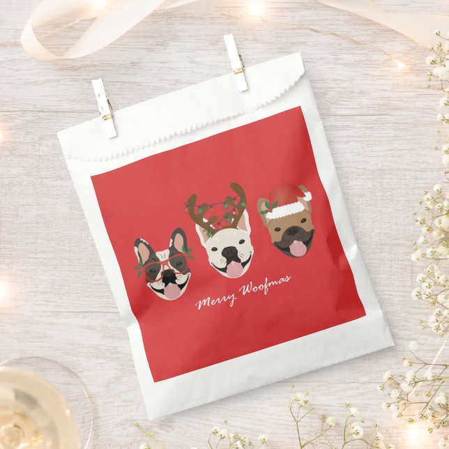 Merry Woofmas French Bulldogs Christmas Heads Favour Bag (Clipped)