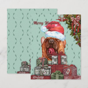 Merry Woofmas! Funny Bulldog Santa Hat Card