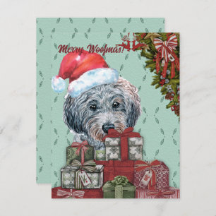 Merry Woofmas! Funny Poodle Santa Hat Christmas Card