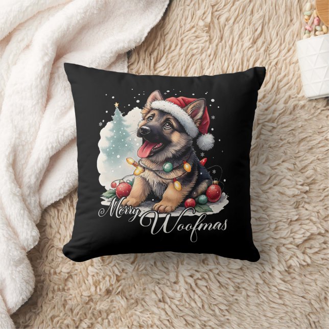 Merry Woofmas German Shepherd Cushion (Blanket)